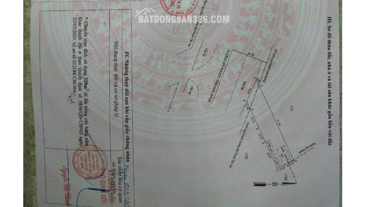 BÁN ĐÁT MẶT TIỀN 1.088M2 NGAY NGÃ TƯ MỸ PHƯỚC TÂN VẠN VÀ  LÝ QUANG DIỆU. DĨ AN - BÌNH DƯƠNG