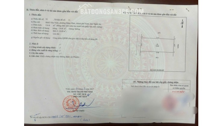 Cần bán lô đất mặt đường Yên Vinh – phường Hưng Phúc, trung tâm TP Vinh