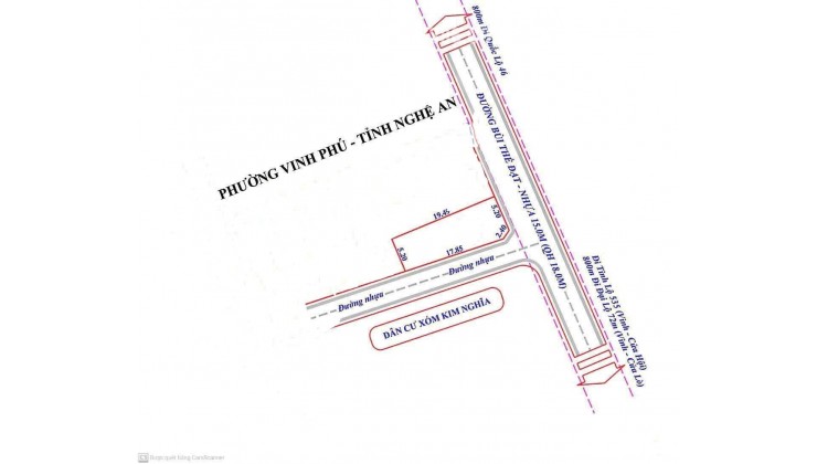 BÁN LÔ 117m2 ĐẤT 2 MẶT TIỀN – ĐƯỜNG BÙI THẾ ĐẠT, PHƯỜNG VINH PHÚ, TP VINH