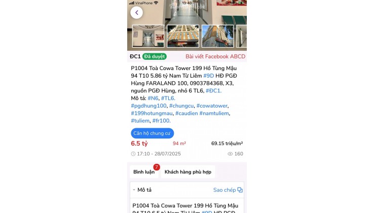 CĂN HỘ VỊ TRÍ ĐẸP – GIÁ TỐT  – CHÍNH CHỦ CẦN BÁN Căn CC 199 Hồ Tùng Mậu, Cầu Diễn, Nam Từ Liêm, Hà Nội