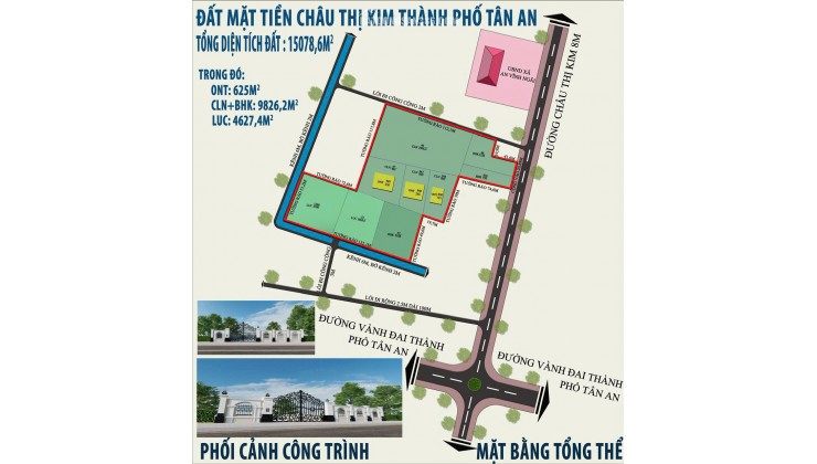 ĐẤT CHÍNH CHỦ - MẶT TIỀN Đường Châu Thị Kim, Xã An Vĩnh Ngãi, TP Tân An, Long An