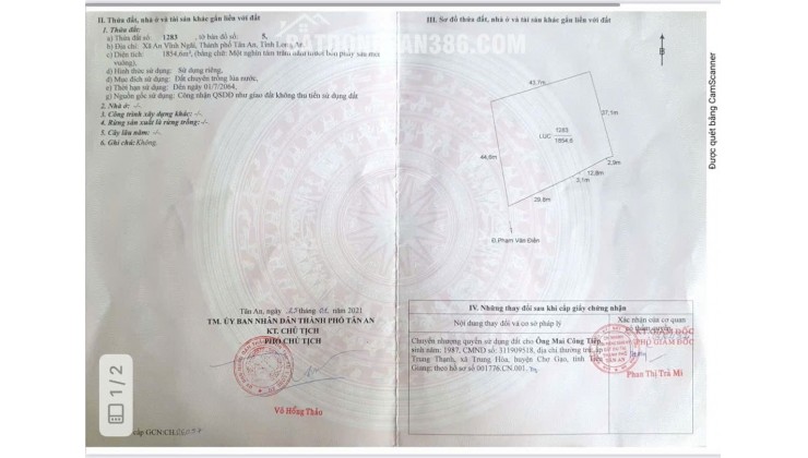 ĐẤT CHÍNH CHỦ - Bán 12.000M2 Đất Lúa - 2 Mặt Tiền Châu Thị Kim, An Vĩnh Ngãi, TP Tân An