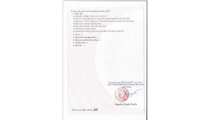 HOT HOT - CẦN BÁN LÔ ĐẤT 2 MẶT TIỀN  TẠI Thôn Quan Hà, Xã Cộng Hòa, Huyện Hưng Hà, Tỉnh Thái Bình