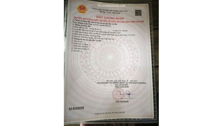 Chính Chủ Cần Bán Lô Đất Trung Tâm TDP Bảo Thắng, TT Hợp Châu, Huyện Tam Đảo - Vĩnh Phúc
