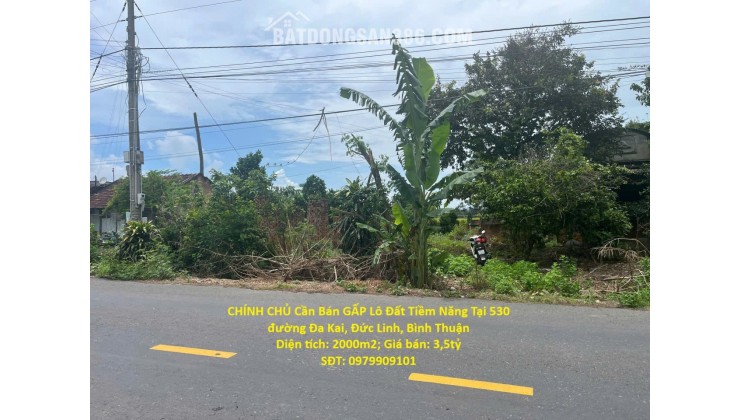 CHÍNH CHỦ Cần Bán GẤP Lô Đất Tiềm Năng Tại 530 đường Đa Kai, Đức Linh, Bình Thuận