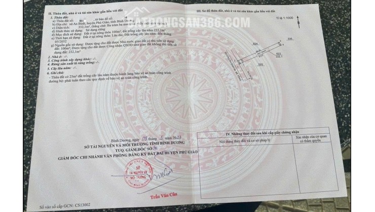ĐẤT ĐẸP – GIÁ TỐT  – CHÍNH CHỦ CẦN BÁN TẠI 623, Đường ĐT 741, Xã An Bình, Huyện Phú Giáo, Bình Dương