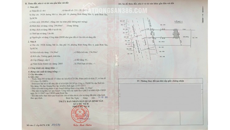 Bán nhà Mặt tiền kinh doanh 392A- 392B Mã Lò bề ngang lớn 16mx36m