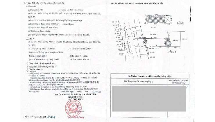 Bán nhà Mặt tiền kinh doanh 392A- 392B Mã Lò bề ngang lớn 16mx36m