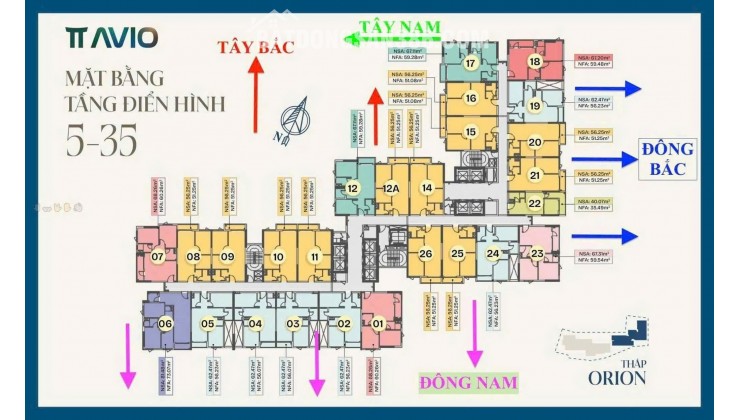 Cần Bán Căn Hộ 2PN - 2VS tòa Orion  dự án TT Avio Ngay Cạnh Vincom Dĩ An - HCM