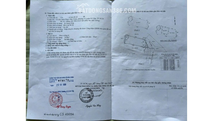 CHÍNH CHỦ BÁN NHANH NHÀ 3 TẦNG TẠI Số 111/28/180A, đường Phạm Văn Chiêu, Phường 14, Gò Vấp, HCM