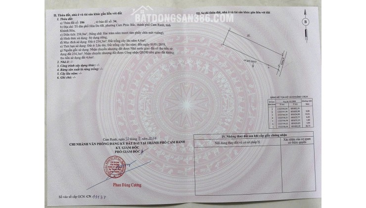 ĐẤT ĐẸP  - GIÁ ĐẦU TƯ –CẦN BÁN NHANH  LÔ ĐẤT TẠI phường Cam Phúc Bắc, TP. Cam Ranh, tỉnh Khánh Hòa
