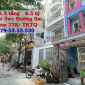Bán nhà 3 tầng hiện đại, hẻm ô tô 8m, cách Tân Kỳ Tân Quý 1 phút – gần chợ Gò Xoài, trường học, ngân hàng, sổ hồng chính chủ