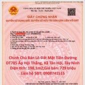 Chính Chủ Bán Lô Đất Mặt Tiền Đường DT785 Ấp Hội Thắng, Xã Tân Hội, Tây Ninh
