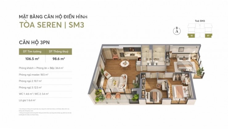 Nhận chiết khấu 17% (GTCH),căn hộ 2 phòng ngủ view sông tầng đẹp dự án Greenera Southmark