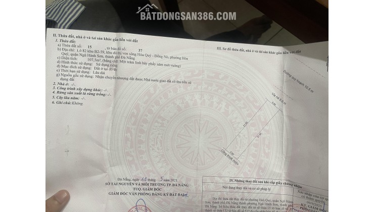 Đất nền Nam Hòa Xuân, Ngũ Hành Sơn: 100m2, mặt tiền 5m, hướng Đông, sổ đỏ trao tay, giá chỉ 6.5 tỷ! Gọi ngay 0843222222.