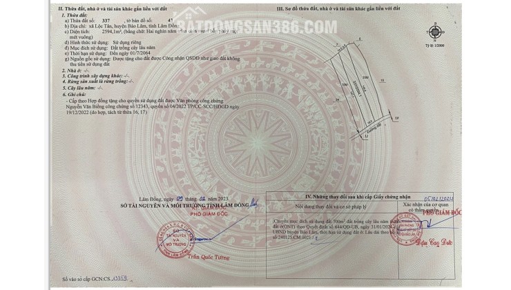  ĐẤT ĐỒI 2.594M² (700M² THỔ CƯ) – VIEW TOÀN CẢNH HỒ NGỌC