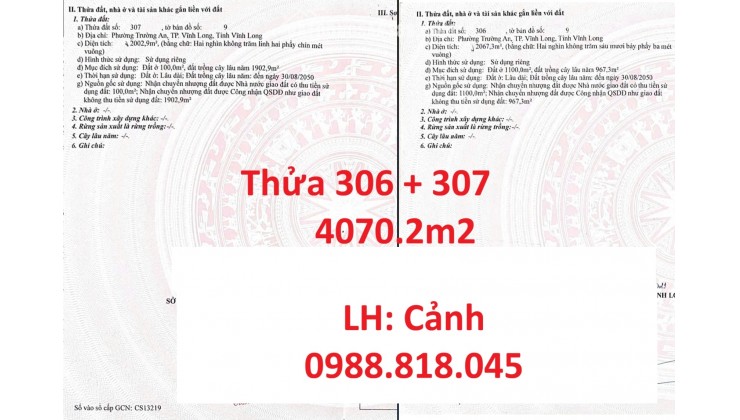 Phát mại đất  trung tâm Phường Trường An, TP. Vĩnh Long, 4070m2, View Sông Cổ Chiên, miễn TG