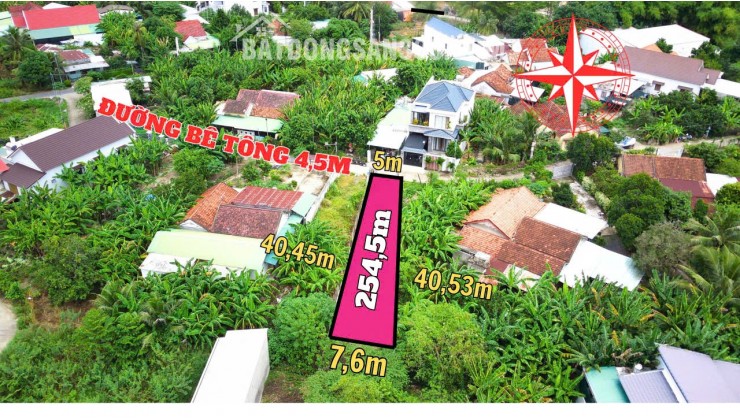 cần bán lô đất Diên an-Diên khánh- Nha Trang Dt:254m có thổ ngang 5m nở hậu 7,6m Đường bê tông 6m thông ra Đại Lộ Võ Nguyên Giap-Bà Đề -Đất phố- và