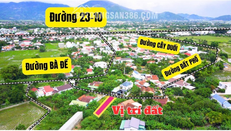 cần bán lô đất Diên an-Diên khánh- Nha Trang Dt:254m có thổ ngang 5m nở hậu 7,6m Đường bê tông 6m thông ra Đại Lộ Võ Nguyên Giap-Bà Đề -Đất phố- và