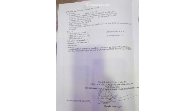 NHÀ CHÍNH CHỦ - THỔ CƯ 100% - Phường Long Bình Tân, TP Biên Hòa, Đồng Nai