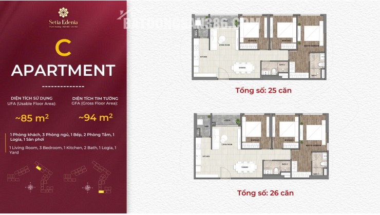 Setia Edenia - khu đô thị Eco Xuân, căn hộ 2PN giá 3 tỷ, thanh toán 15tr/tháng