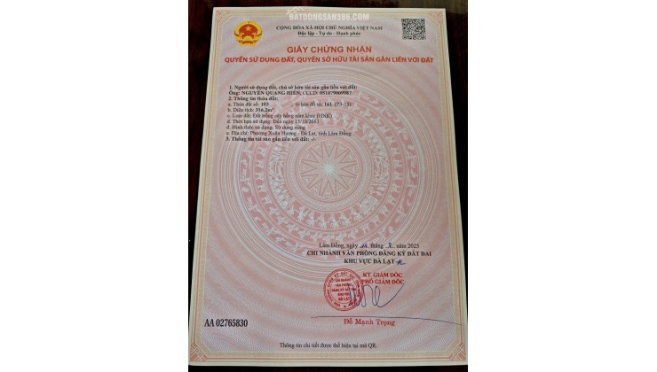 ĐẦU TƯ SINH LỜI - Chính Chủ Bán Đất Vị Trí Đắc Địa Tại Đường Nguyễn Trung Trực, Phường 3(cũ), Đà Lạt