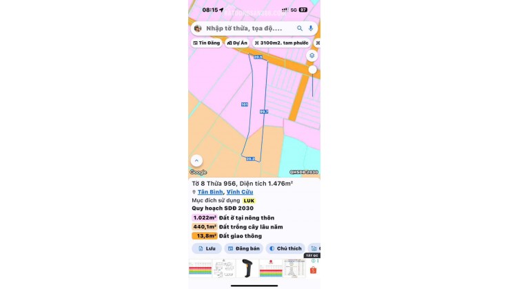 Bán đất tại Phường Tân Triều. Vĩnh Cửu. Đồng Nai-0909808615