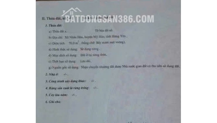 Bán đất: Duy nhất 1 lô tại bến xe Mỹ Hào, Hưng Yên.