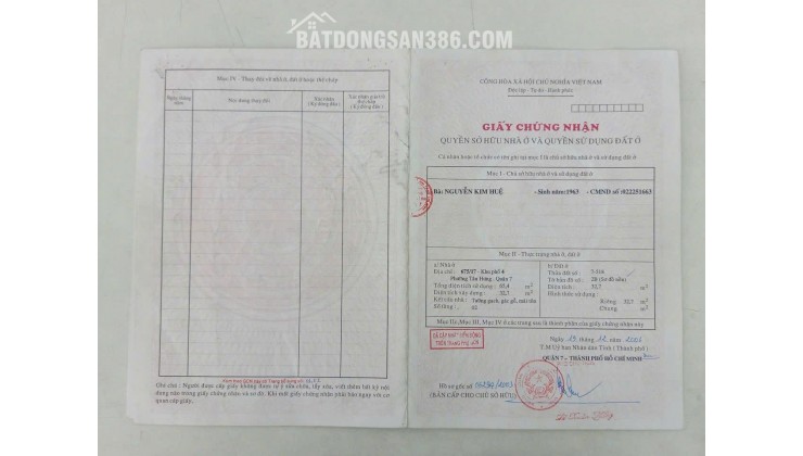 Nhà Q7 66m2 Giá 3.680 tỷ. Ngay Cầu Kênh Tẻ