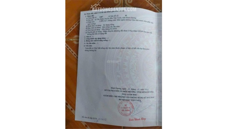 Đất Đẹp - Đầu Tư Sinh Lời - Bán Đất Xã Tân Định, Bắc Tân Uyên, Bình Dương