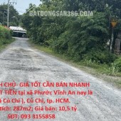 ĐẤT CHÍNH CHỦ- GIÁ TỐT CẦN BÁN NHANH LÔ ĐẤT MẶT TIỀN tại huyện Củ Chi, TPHCM