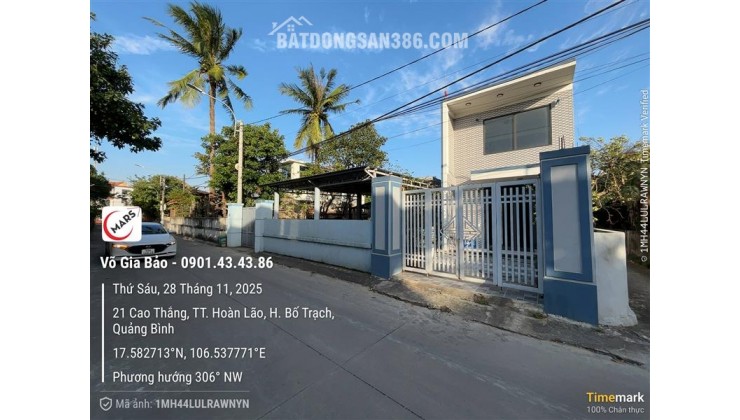 Bán nhà phố Cao Thắng,TK12, TT Hoàn Lão, Bố Trạch, Quảng Bình.