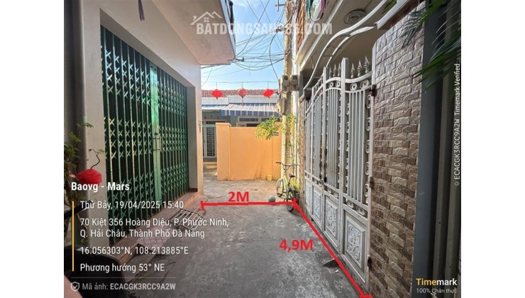 Bán nhanh nhà 2 tầng kiệt 356 Hoàng Diệu, Đà Nẵng.