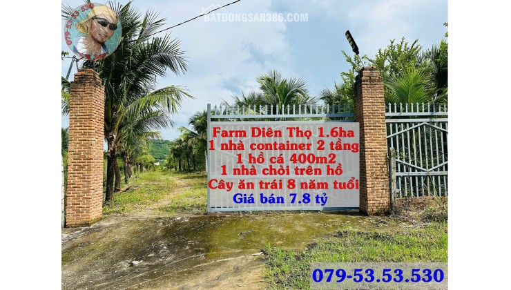 Bán farm nghĩ dưỡng Diên Thọ Khánh Hfoa 1.6 ha giá 7.8 tỷ. ZalO79-53.53.53O