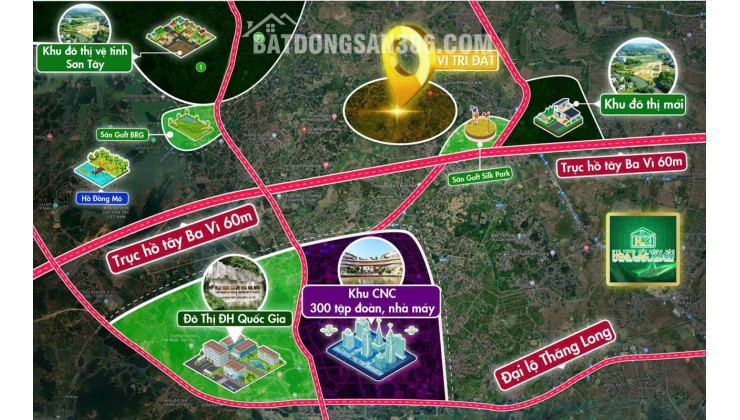 Chỉ từ 1tỷ850  sở hữu ngay 1 lô đất tại làng Đại Học, ngay khu  công nghệ cao  Hoà Lạc