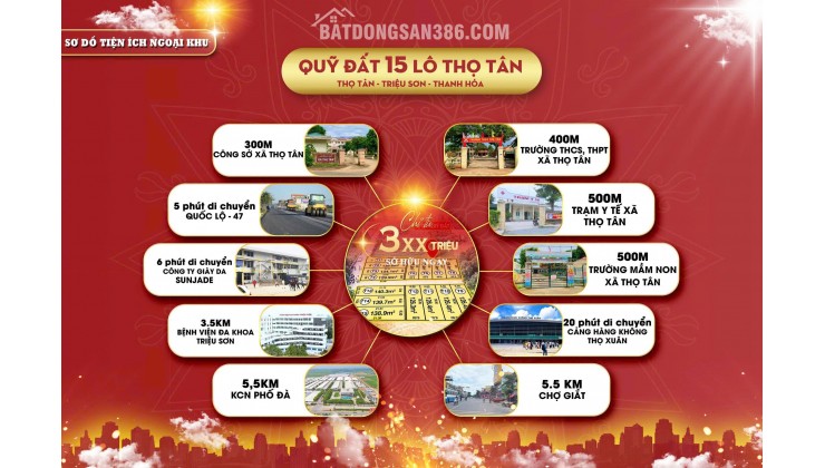 ĐẤT NỀN TRIỆU SƠN MẶT SAU ỦY BAN NGAY GẦN TRUNG TÂM CHỈ 3XX TRIỆU 1 LÔ