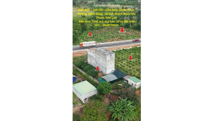 ĐẤT ĐẸP – GIÁ TỐT –CẦN BÁN 200M2 MẶT Đường Tránh Đông,  xã Hoà Khánh,Buôn Ma Thuột, ĐAK LAK