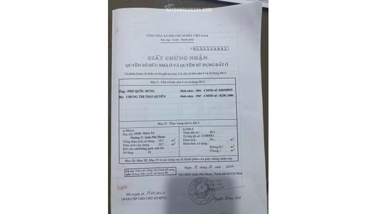 18/8B nhieu tứ phường 7 phú nhuận 3 lầu 4.8 tỉ