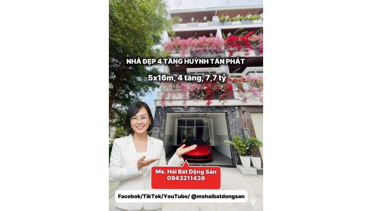  NHÀ PHỐ HUỲNH TẤN PHÁT, NHÀ BÈ  HẺM 6M  XE HƠI VÀO NHÀ   FULL NỘI THẤT   7,7 TỶ  