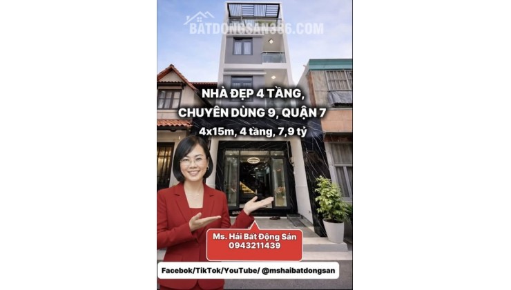  NHÀ QUẬN 7 GIÁP PHÚ MỸ HƯNG - HẺM XE HƠI HUỲNH TẤN PHÁT - 4M ×16M - FULL NỘI THẤT - 7,99 TỶ 