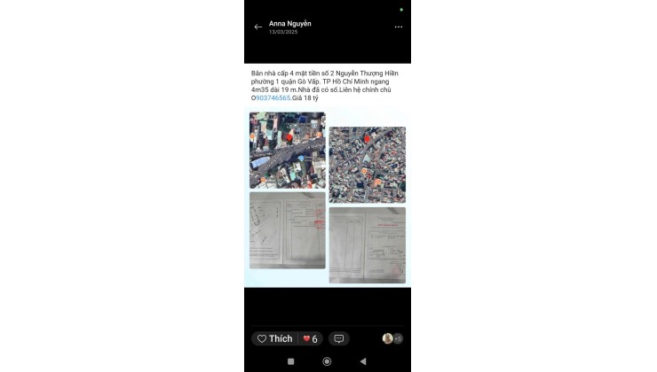  CẦN BÁN NHÀ CẤP 4 MẶT TIỀN SỐ 2  NGUYỄN THƯỢNG HIỀN - TP HỒ CHÍ MINH