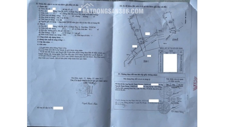 NHÀ C4 ĐẶNG VĂN BI - BÌNH THỌ - THỦ ĐỨC - GÀN CC MOONLIGH