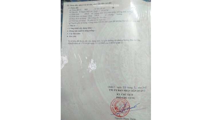 Bán Đat Quận 2 Giá Rẻ