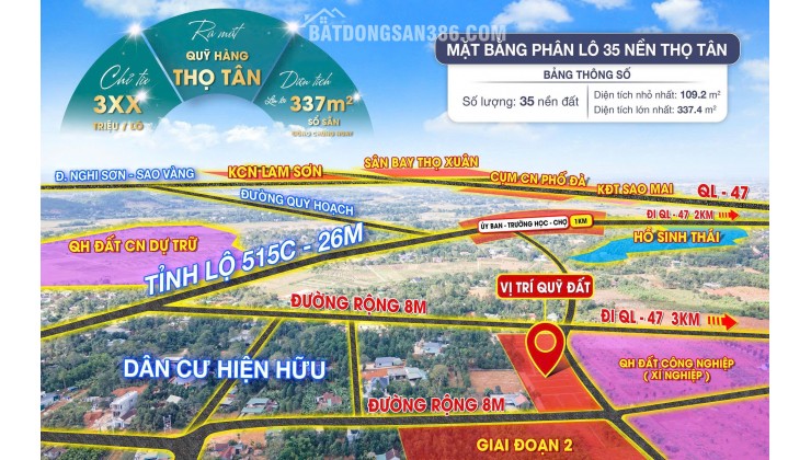 CÒN 2 LÔ LIỀN KỀ TẠI THỌ TÂN GIÁ CHỈ 325 TRIỆU BAO SỔ