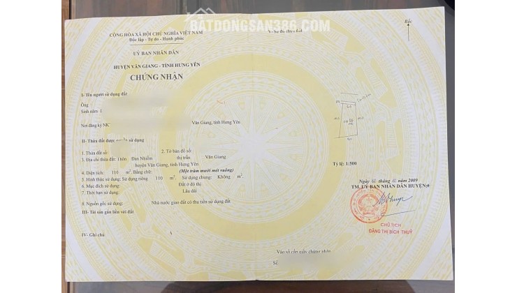 Chinh chủ gủi bán 110m Đan Nhiễm giá 7x tr/m Lh:0969616225