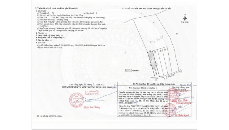 Bán 166,6m2 đất Tân Lạc Lâm Đồng, sẵn SHR, chỉ 450tr buông sổ. Lh:0983762203