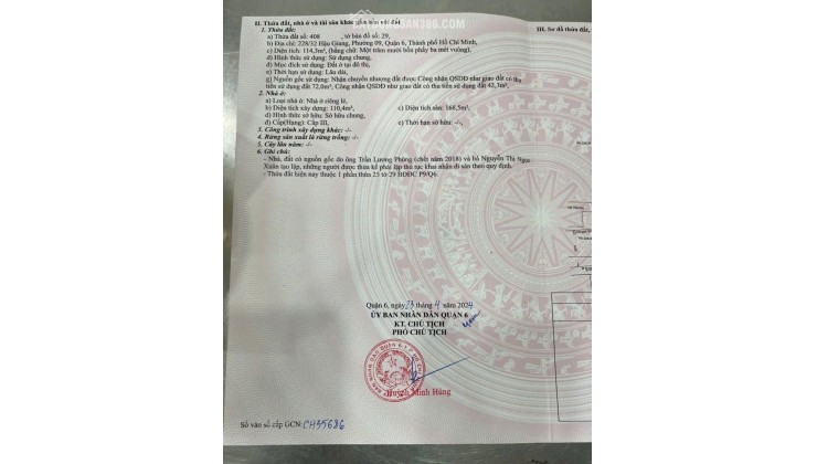 BÁN NHÀ 228/32 HẬU GIANG F9Q6 (4M6 x 22M50), SHR, CHỈ 7.5 TỶ. LH: 0933279273.