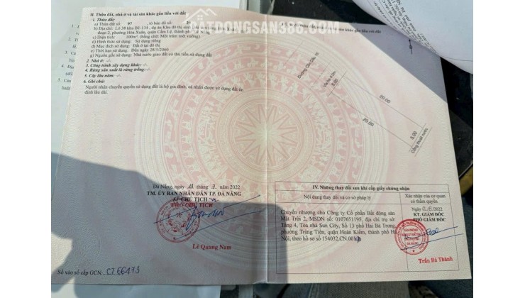 BÁN 3 LÔ ĐẤT CỒN DẦU HOÀ XUÂN, DT 100M2 / LÔ, GIÁ CHỈ TỪ 6-7 TỶ. LH:0929469357/ ZALO 0325447430