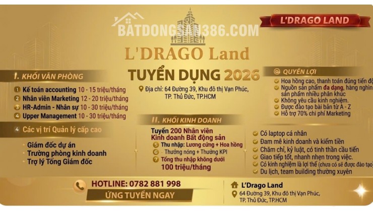 L’DRAGO LAND  - TUYỂN DỤNG NHÂN SỰ 2026