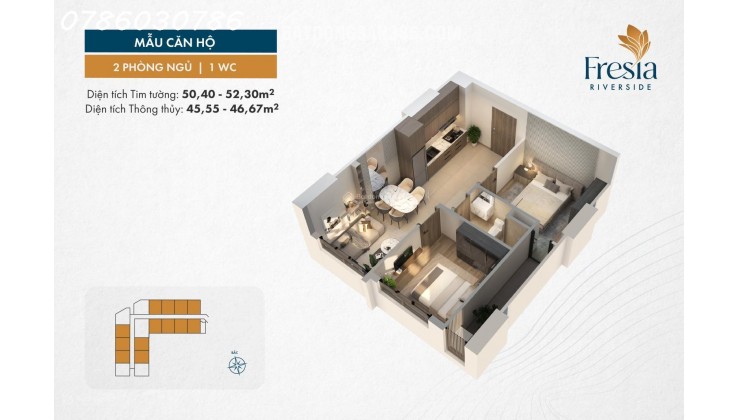 Bán căn hộ 2PN Fresia view nội khu hồ bơi giá chỉ 1,82 tỷ, căn hộ view hồ bơi giá tốt